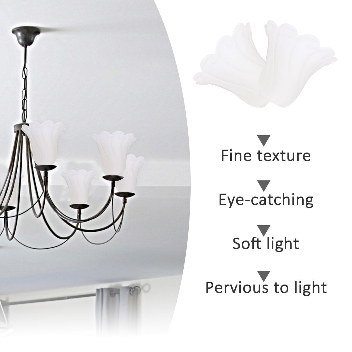 OUNONA Clear Glass Shade Replacements Floral Shape Lampshade White Glass 1Pcs 6.9*6.9in