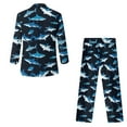 thumbnail image 5 of Xoenoiee Shark Print Boys Velvet Tuxedo Suit 2 Piece Slim Fit Kids Formal Outfit Set with Blazer Dress Pant for Wedding, 11-12 Years, 5 of 7