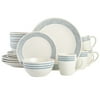 Gap Home 16-Piece Striped Rim White Stoneware Dinnerware Set