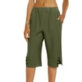 thumbnail image 6 of Womens Cotton Linen Pants Loose Fit Summer Capris With Pockets Casual Trousers, 6 of 6