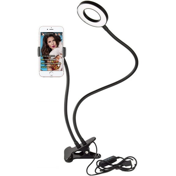 Selfie Ring Light with Cell Phone Holder and Stand Bracket for YouTube TIK Tok Tiktok Zoom Video Conference Live Stream Makeup Dimmable LED Circle RingLight for iPhone Android Mobile Smartphone