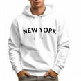 thumbnail image 2 of Men's 100% Cotton New York Letters Hoodie 330g Heavy Pocket Hood, 2 of 16