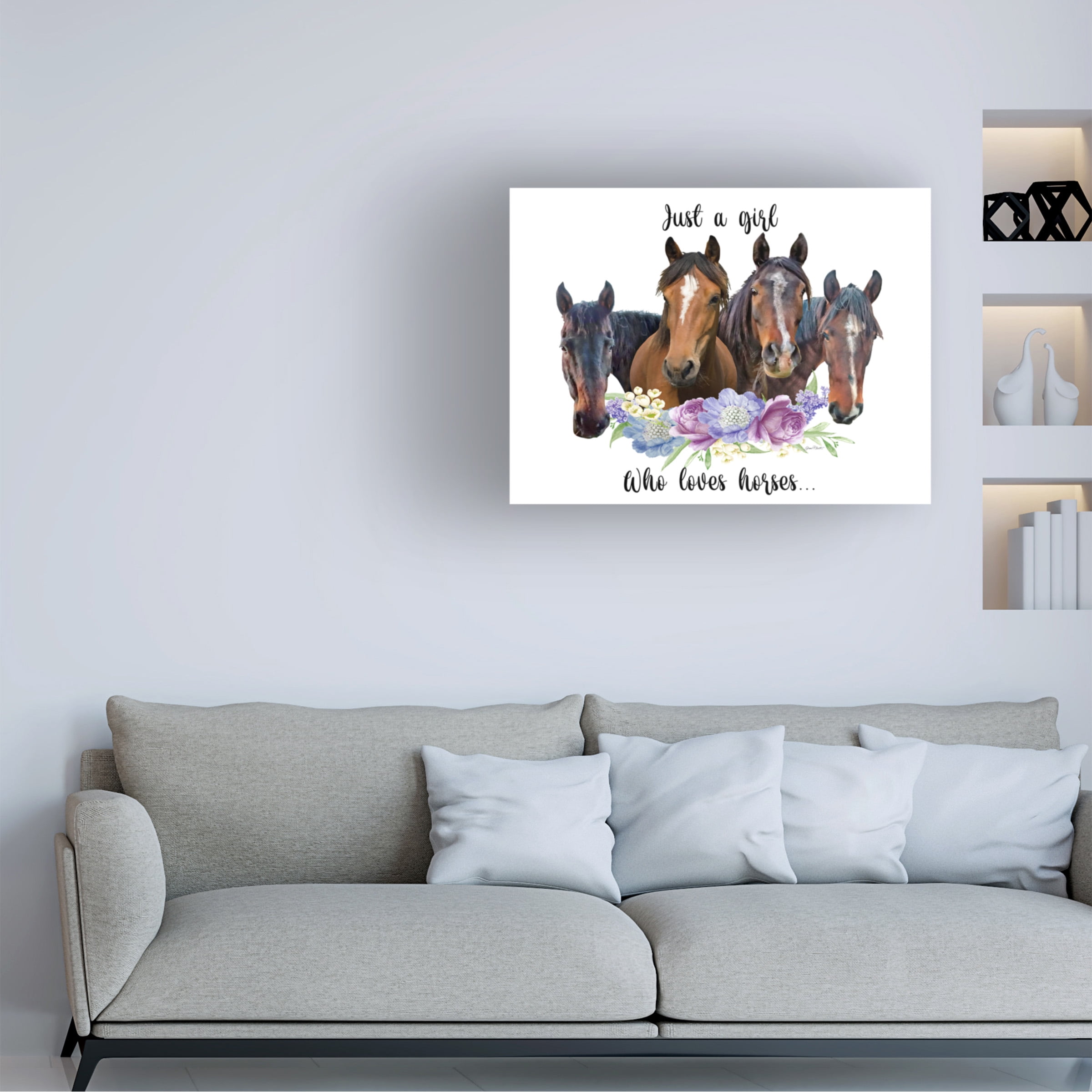 Canvas Wall Art - Jean Plout 'Just A Girl Who Loves Horses A' Wall Art for Living Room, Bedroom, or Office DÃ©cor by Trademark Fine Art - 24 x 18 Inches