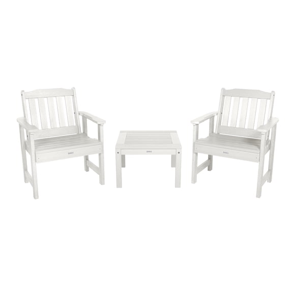 Highwood 3-pc Lehigh Garden Chair Set with 1 Square Side Table - Outdoor, Eco-friendly, Synthetic Wood