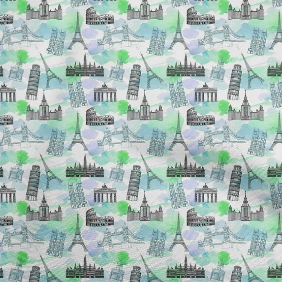 oneOone Cotton Silk Light Green Fabric Travel Sewing Material Print Fabric By The Yard 42 Inch Wide