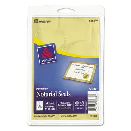 Personalized Gold Seal (Avery(R) Metallic Gold Print or Write Notarial Seals for Inkjet Printers 5868, 2
