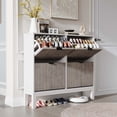 thumbnail image 4 of EDTara Modern Shoe Cabinet With 4 Flip Drawers, 39.4" Narrow Entryway Storage Organizer, Fluted Design & Adjustable Shelf, 4 of 8
