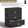 thumbnail image 4 of Coolsun Lateral File Cabinet, 3 Drawer File Cabinet with Lock, Wide Filing Cabinet for Home Office, Metal Locking Cabinet for Hanging A4/F4/Letter/Legal, Assembly Required (Black, 3 Drawer), 4 of 7