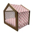 thumbnail image 2 of Flower Pet House, Abstract Romantic Spring Blossoms on Wavy Lines Lattice Style Backdrop, Outdoor & Indoor Portable Dog Kennel with Pillow and Cover, 5 Sizes, Rose Dark Coral White, by Ambesonne, 2 of 5