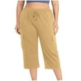 thumbnail image 5 of Mitankcoo Women's Plus Size Capris - Elastic Waist Drawstring with Pockets - Relaxed Fit Comfy Cropped Pants, 5 of 9