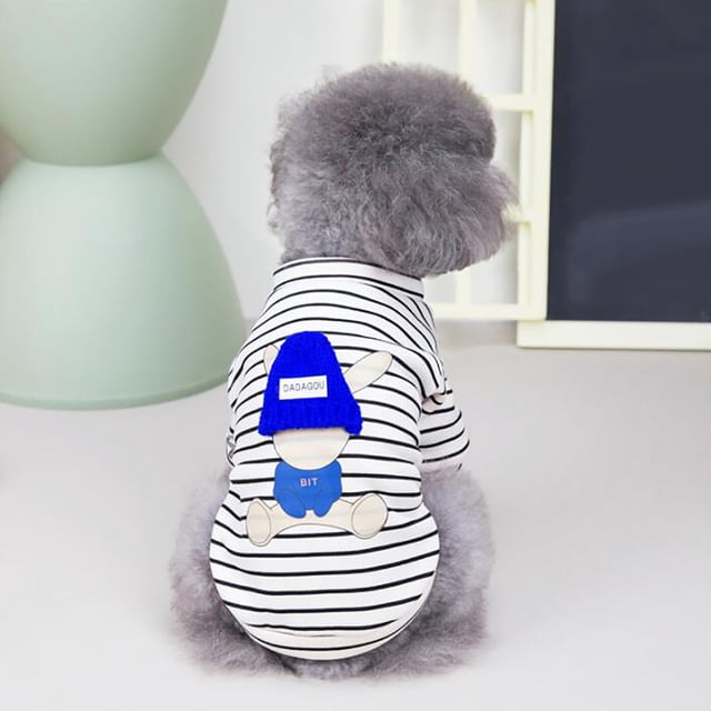 SIfdSeng Dog Sweatshirts for Large Dogs Pet Dog Autumn and Winter Clothes Teddy Dog Clothing Rabbit Striped Sweater Cat Clothes with Legs Dog Sweatshirts for Large Dogs