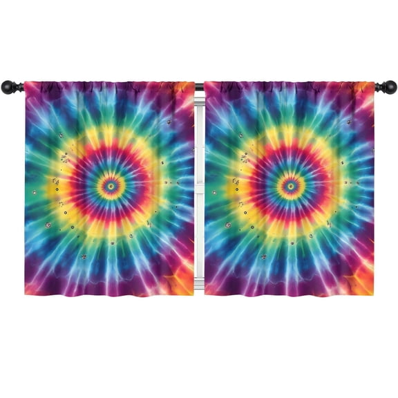 Blackout Kids Curtains,Colorful Tie Dye Mandala Pattern Childrens Insulated Curtains Set Of 2,Bedroom Essentials,Toddler Room Decor 52"x63"