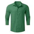 thumbnail image 3 of Afdoent Men's Casual Shirts Male 3/4 Sleeve Spring Summer Solid Color Casual Lapel Long Sleeve Shirt Vacation Summer Beach Shirts, 3 of 5