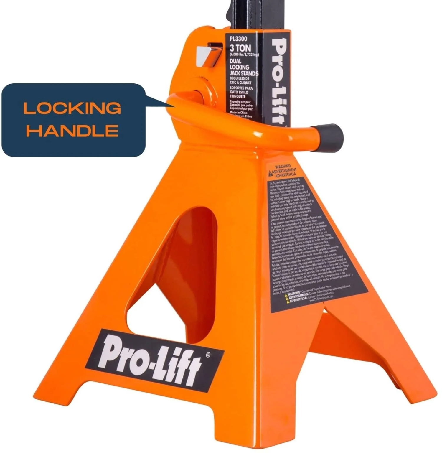 Pro-Lift Heavy Duty Jack Stands – 3 Ton in Pair with Double Pins (Handle Lock and Mobility Pin)