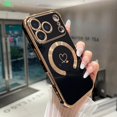 thumbnail image 2 of TEMOGU-Magnetic Case for iPhone 17 Pro Max Case[Compatible with MagSafe] Cute Plating Love Hearts Pattern with Camera Protection,Soft Shockproof TPU Bumper Cover for Women Girls,Black, 2 of 4