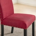 thumbnail image 2 of Roundhill Furniture Biony Fabric Dining Chairs with Nailhead Trim, Set of 2, Red, 2 of 6
