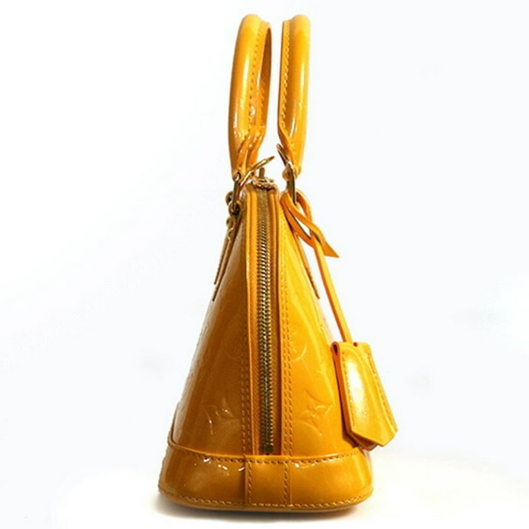 Authenticated used Louis Vuitton Louis Vuitton Alma Bb Monogram Verni Handbag Yellow Ladies, Women's, Size: (HxWxD): 18cm x 24cm x 12cm / 7.08'' x