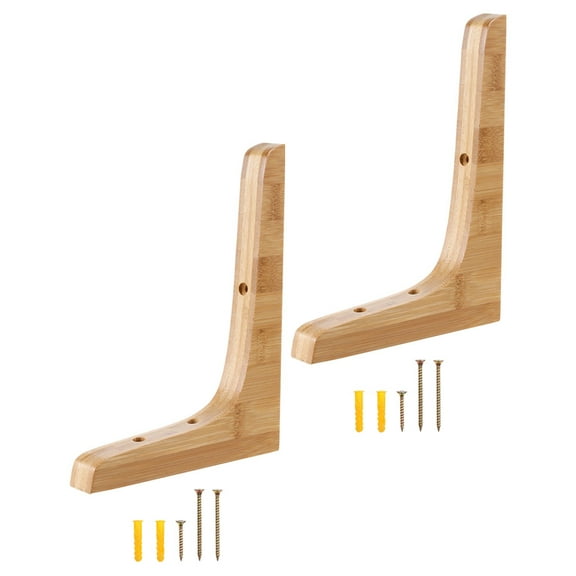 OUNONA Sturdy Wooden Shelf Brackets for Holding Multi Use Wall Mounted Heavy Duty Support 2pcs