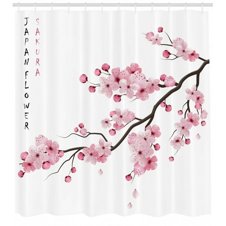 Asian Decor Shower Curtain Set Ilration Of Anese Cherry Branches With Blooming Flowers Spring Decorative Boho Art Bathroom Accessories 69w X