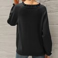 thumbnail image 2 of Vedolay Women's Fall Tops Womens 2023 Fashion V Neck Collared Sweaters Casual Loose Lantern Long Sleeve Tops,Black L, 2 of 4