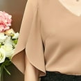 thumbnail image 3 of Ichuanyi Womens Shirts , Chiffon Women Half Sleeve Butterfly Sleeve Blouse Solid V-Neck Casual Tops, 3 of 4