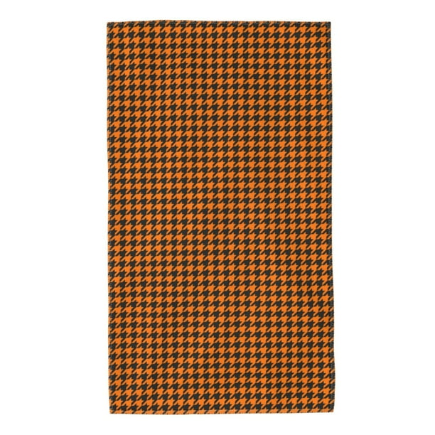 Fotbe Black And Orange Houndstooth Toalla Premium con Patrón, Toalla de Microfibra de Secado Rápido, Ligera y Altamente Absorbente (27.5x16in), Ideal para Uso Diario