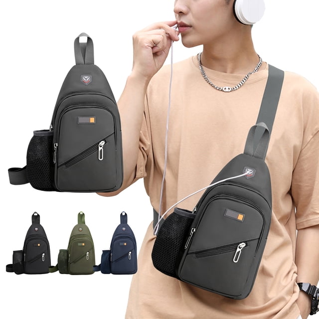 Mochila informal de hombro para hombre - Pequeña bolsa de viaje para uso diario, bandolera bandolera de 11" verde, azul negra gris