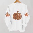 thumbnail image 6 of Womens Thanksgiving Sweatshirts Pumpkin Crew Neck Oversized Maple Leaf Pullover Casual Fall Winter Long Sleeve Top, 6 of 6