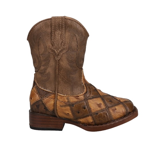 Roper Boys Bird Blocks Checkered Square Toe Cowboy Ankle Boots