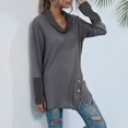 thumbnail image 4 of Blusa de manga larga informal a la moda para mujer con cuello alto y costuras a rayas Fridja  fhghd1894, 4 of 8