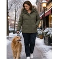 thumbnail image 3 of Heting Women's Plus Size Hooded Puffer Jacket Quilted Thicken Winter Coat with Removable Hood, Windproof Waterproof Warm Overcoat with Multi-Pockets Army Green 5X, 3 of 9