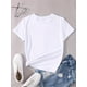 thumbnail image 4 of Camiseta informal de manga corta para mujer con la inscripción "Happy", camiseta blanca clásica para uso diario, cómoda y con cuello redondo. Camiseta deportiva de moda para adultos, hombres, mujeres, 4 of 7