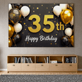thumbnail image 6 of Black Background Happy Birthday 35th Anniversary Banner with Glittery Gold Numbers and Balloon Elements Party Supplies Birthday Party Photography Props Decors, 6 of 7