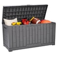 thumbnail image 1 of 60Gal Outdoor Deck Box, Resin Storage Box Container, Patio Storage Bench with Lockable for Patio Furniture, Pool Accessories, Garden Tools (Dark Grey, 227L), 1 of 9