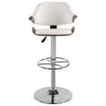 thumbnail image 2 of Chintaly Imports Tabouret de Hauteur Réglable Contemporain à Dos Incurvé - ChromeOak - Blanc PU, 2 of 3
