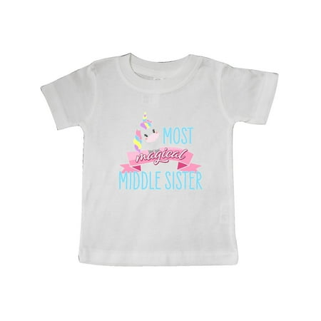 

Inktastic Most Magical Middle Sister- cute unicorn Gift Baby Girl T-Shirt
