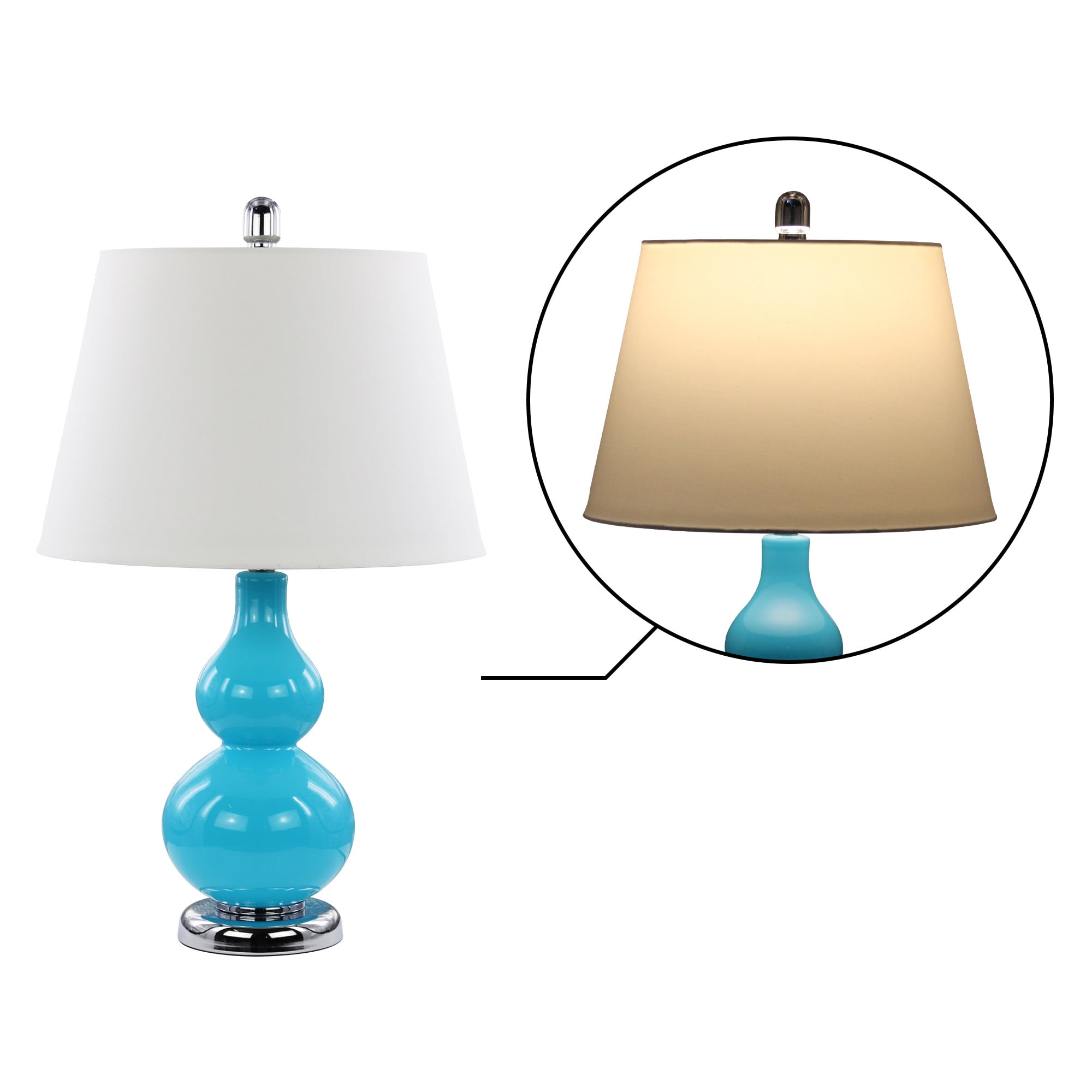 Abble Modern 2pcs Table Lamps Set with Beige Lamp Shade for Living Room and Bedroom -Blue