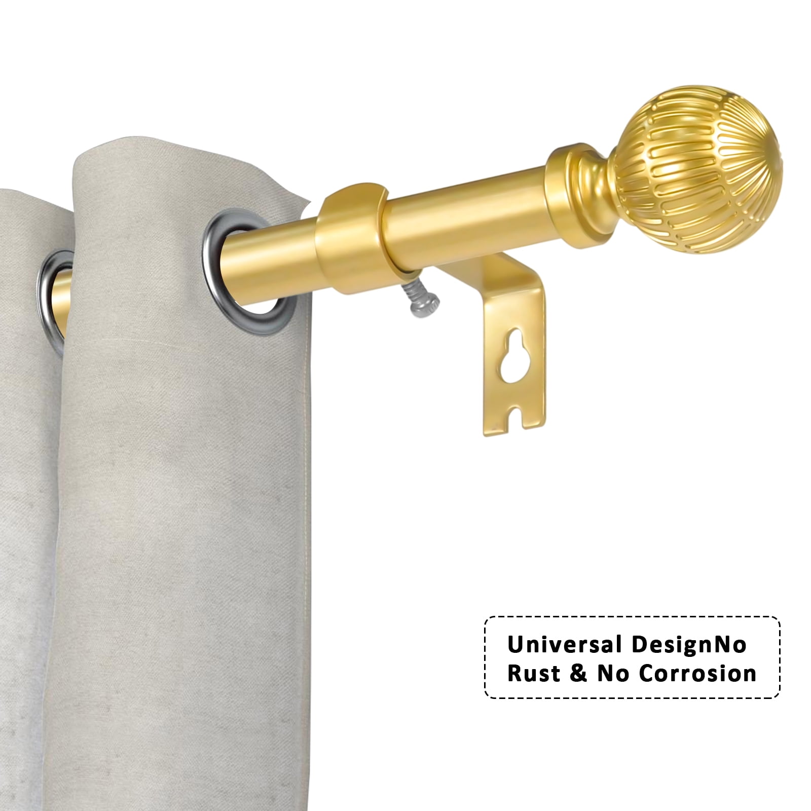 Urbanest 5/8" Single Telescoping Curtain Rod with Volle Finials, Gold, 28"-120"