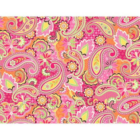 Kentshire Cotton Fabric, Paisley Coral