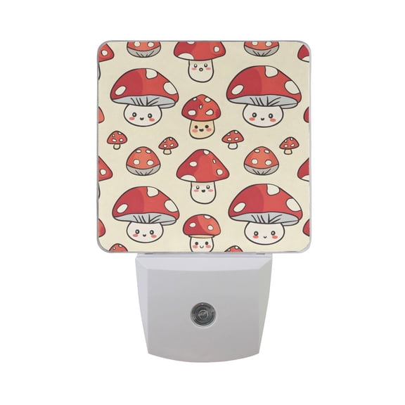 Cute Lovely Mushrooms Night Light 2 Pack LED Nightlight Plug into Wall Dusk to Dawn Sensor Soft White