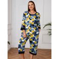 thumbnail image 6 of SHOWMALL Women Plus Lounge Sets 3/4 Sleeves Crew-Neck Tops and Loose Capri Pants Pajama Set, 6 of 9