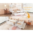thumbnail image 5 of Bellemave Bunk Bed with Trundle, Twin Over Full Wood Bunk Bed with Twin Size Trundle, Rubber Wood Bunk Bed Frame with Guardrail and Ladder Convertible 3 Bed in 1 Bunk Bed, White, 5 of 11