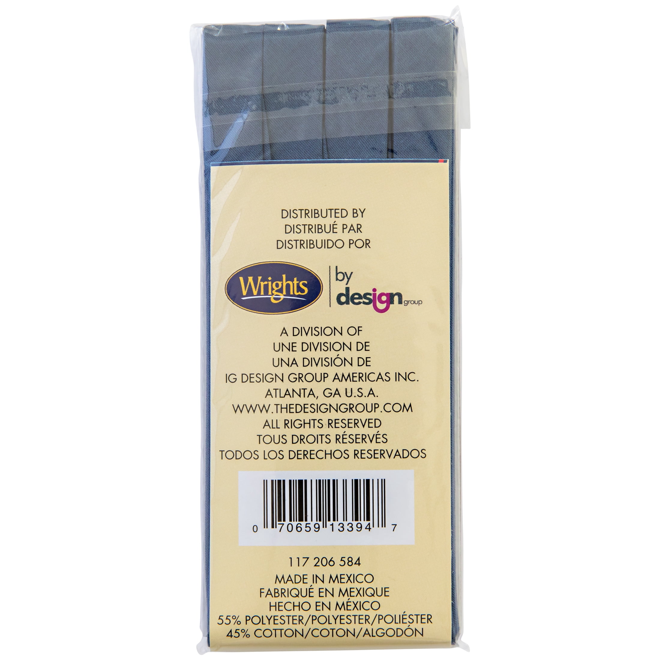 (3 pack) Wrights Double Fold Bias Tape 1/2"X3yd-Stone Blue
