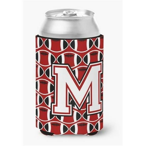 Letter M Football Cardinal & White Can or Bottle Hugger