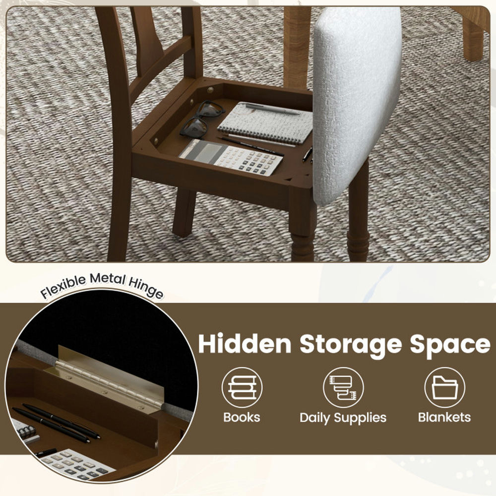 Demi Bonn Kitchen Dining Chair with Linen Fabric Padded and Storage Space, Brown