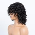 thumbnail image 2 of Mcolor Human Wigs Short Water Wave Wig with Bangs 100% Human Hair Glueless Made for Black Women Natural Black 12inch, 2 of 7