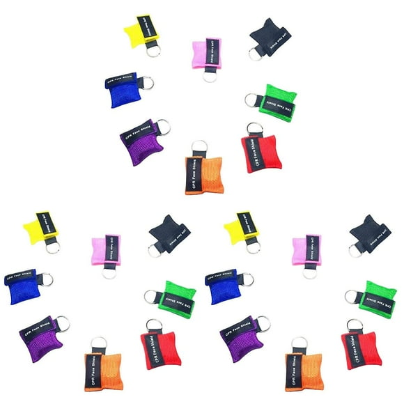 24 Pcs Cpr Mask Emergency Resuscitation Face Mask Disposable Travel Cpr Pocket Mak Keychain Ring