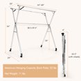 thumbnail image 4 of Costway Clothes Drying Rack Stainless Steel Garment Rack Adjustable & Foldable w/ Wheels, 4 of 10