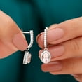 thumbnail image 4 of Rosec Jewels Classic Drop Earrings with Morganite and Diamond for Women - AAA Quality, 925 Sterling Silver, 4 of 7