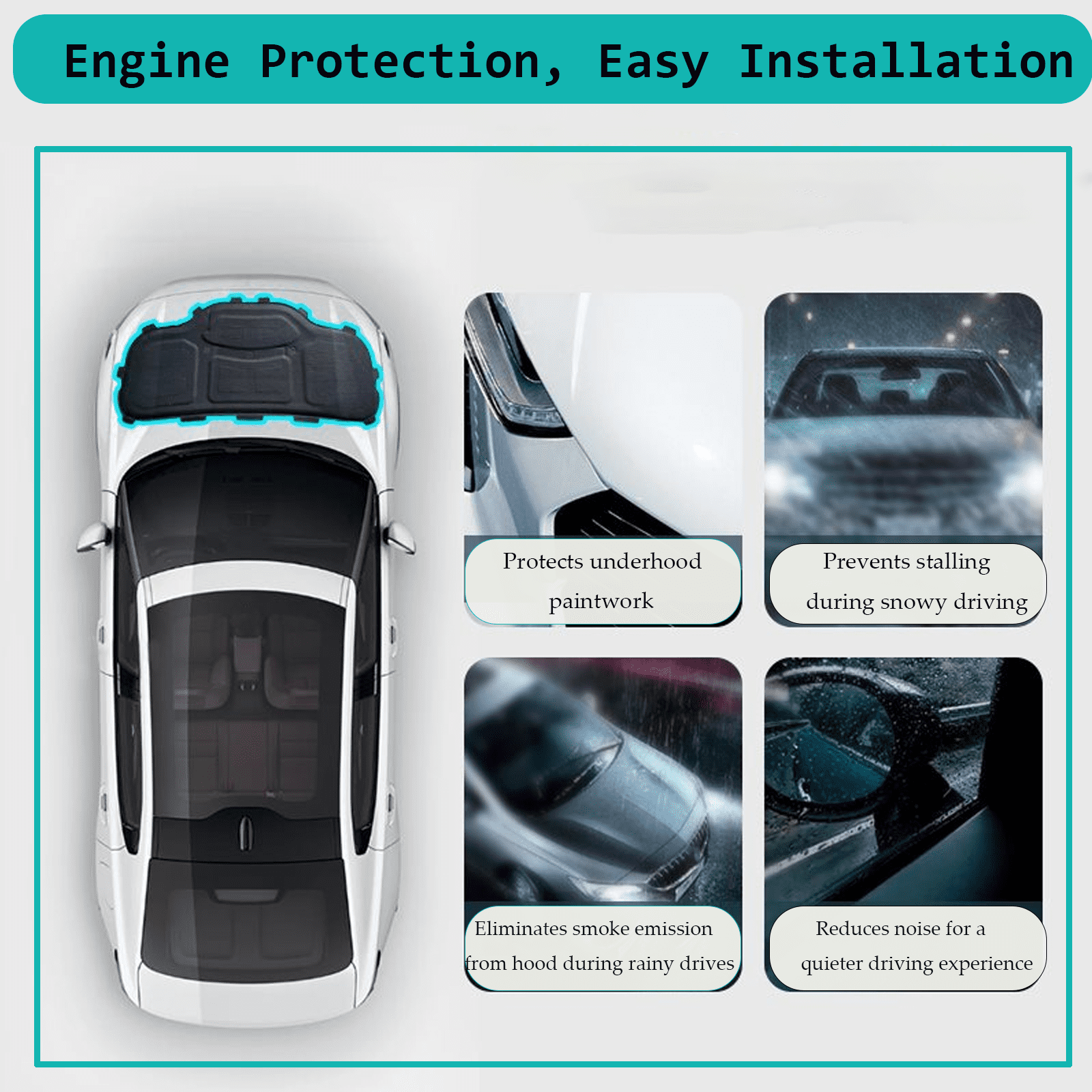 Automotive Hood Engine Front Cover Soundproof Mat For Volkswagen Passat 2000-2007 Shield Mat Noise Insulation Dampening Mat Soundproof Cotton For Under-Hood Accessories-With aluminum foil-2000-2007